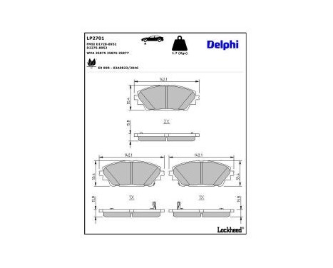 Brake Pad Set, disc brake LP2701 Delphi, Image 3
