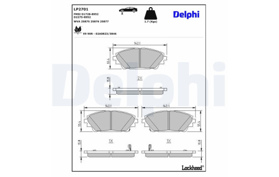 Brake Pad Set, disc brake LP2701 Delphi, Image 3