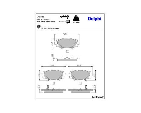 Brake Pad Set, disc brake LP2702 Delphi