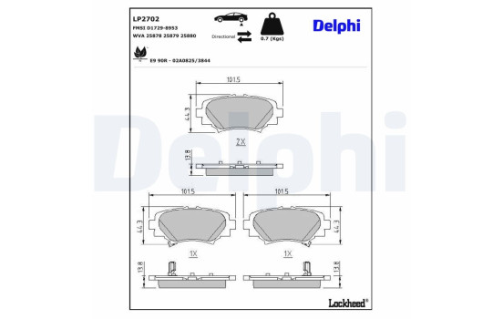Brake Pad Set, disc brake LP2702 Delphi, Image 3