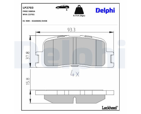 Brake Pad Set, disc brake LP2703 Delphi