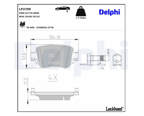 Brake Pad Set, disc brake LP2709 Delphi, Image 3