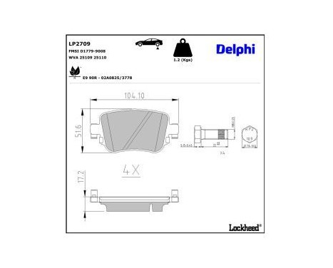 Brake Pad Set, disc brake LP2709 Delphi, Image 3