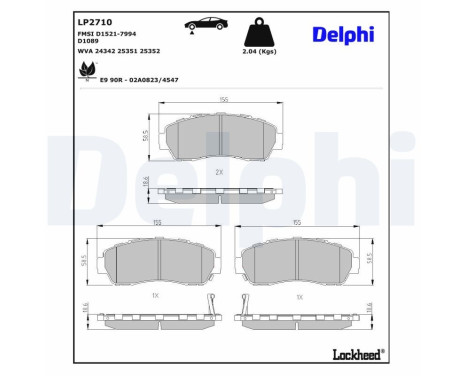 Brake Pad Set, disc brake LP2710 Delphi