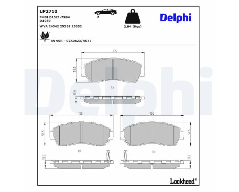 Brake Pad Set, disc brake LP2710 Delphi, Image 3