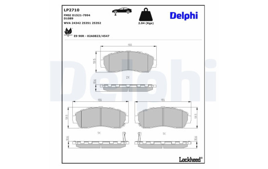 Brake Pad Set, disc brake LP2710 Delphi, Image 3
