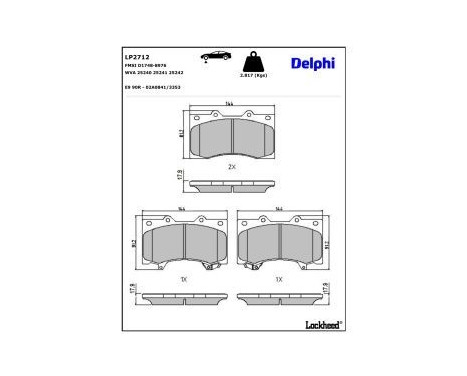 Brake Pad Set, disc brake LP2712 Delphi