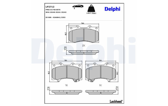 Brake Pad Set, disc brake LP2712 Delphi