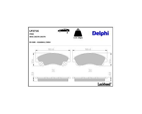 Brake Pad Set, disc brake LP2716 Delphi, Image 3