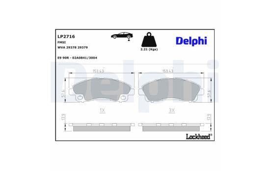 Brake Pad Set, disc brake LP2716 Delphi, Image 3