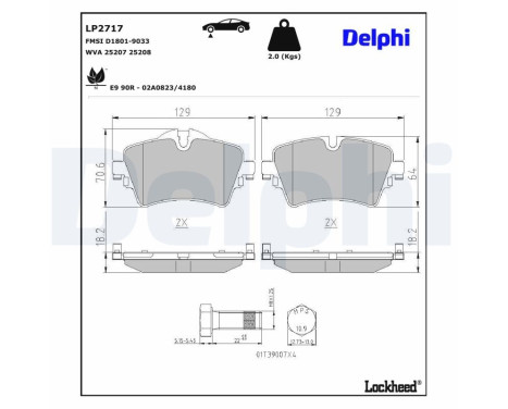 Brake Pad Set, disc brake LP2717 Delphi, Image 3