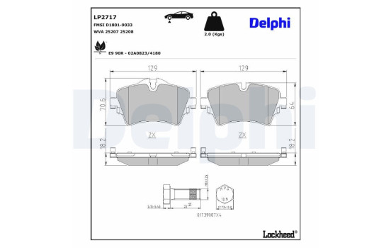 Brake Pad Set, disc brake LP2717 Delphi, Image 3