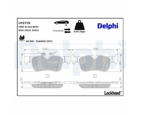 Brake Pad Set, disc brake LP2719 Delphi, Image 3