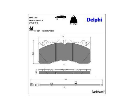 Brake pad set, disc brake LP2760 Delphi