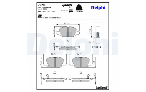 Brake Pad Set, disc brake LP2761 Delphi, Image 3