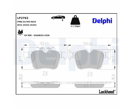Brake Pad Set, disc brake LP2763 Delphi, Image 3