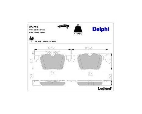 Brake Pad Set, disc brake LP2763 Delphi, Image 3