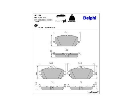Brake Pad Set, disc brake LP2764 Delphi, Image 3