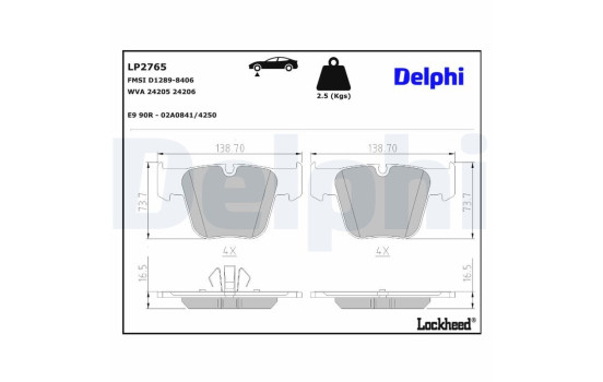 Brake Pad Set, disc brake LP2765 Delphi