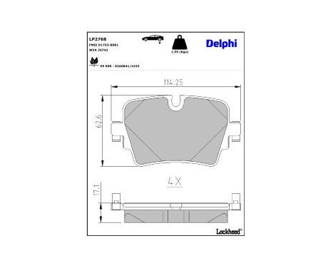 Brake Pad Set, disc brake LP2768 Delphi