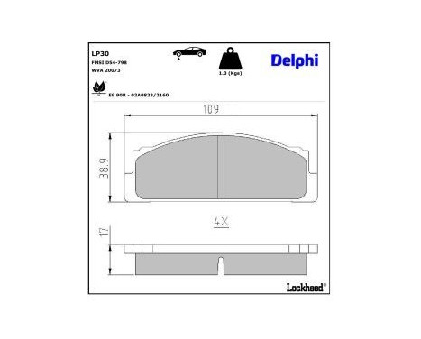 Brake Pad Set, disc brake LP30 Delphi