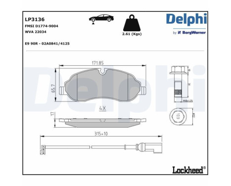 Brake Pad Set, disc brake LP3136 Delphi, Image 4