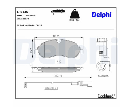 Brake Pad Set, disc brake LP3136 Delphi, Image 4