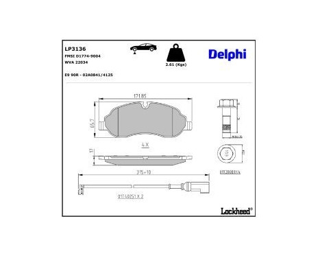 Brake Pad Set, disc brake LP3136 Delphi, Image 4