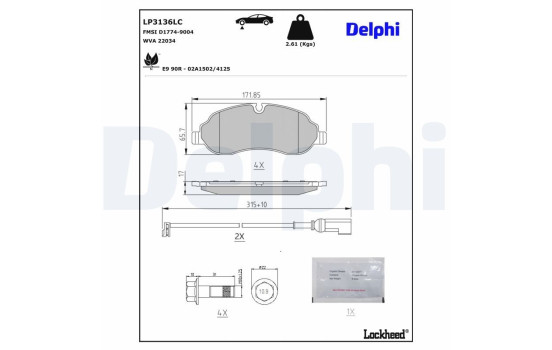 Brake pad set, disc brake LP3136LC Delphi, Image 5