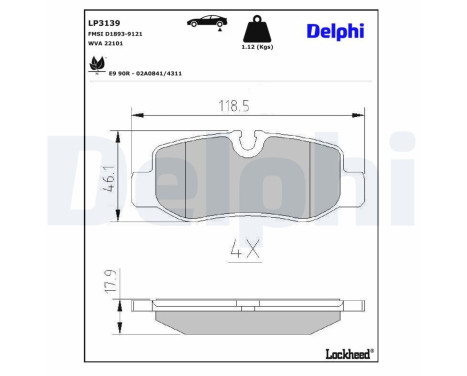 Brake Pad Set, disc brake LP3139 Delphi, Image 3