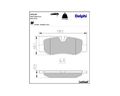 Brake Pad Set, disc brake LP3139 Delphi, Image 3