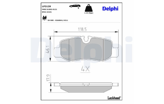 Brake Pad Set, disc brake LP3139 Delphi, Image 3
