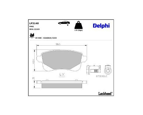 Brake Pad Set, disc brake LP3140 Delphi, Image 3