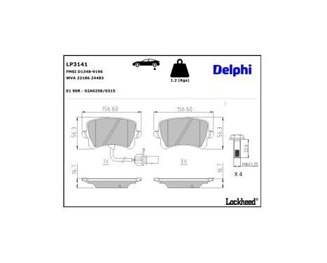 Brake Pad Set, disc brake LP3141 Delphi