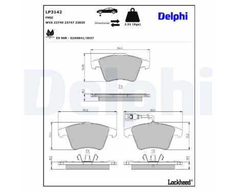 Brake Pad Set, disc brake LP3142 Delphi