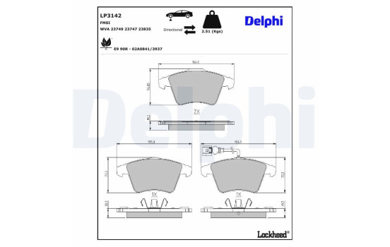 Brake Pad Set, disc brake LP3142 Delphi