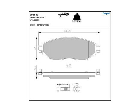Brake Pad Set, disc brake LP3143 Delphi, Image 5