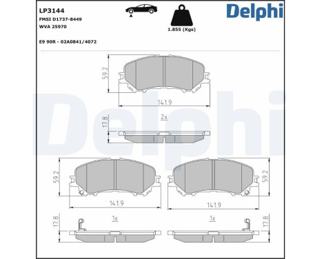 Brake Pad Set, disc brake LP3144 Delphi, Image 3
