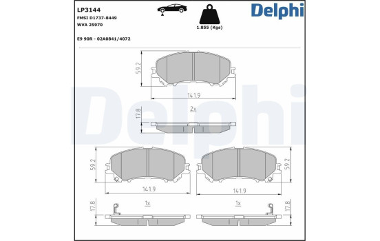 Brake Pad Set, disc brake LP3144 Delphi