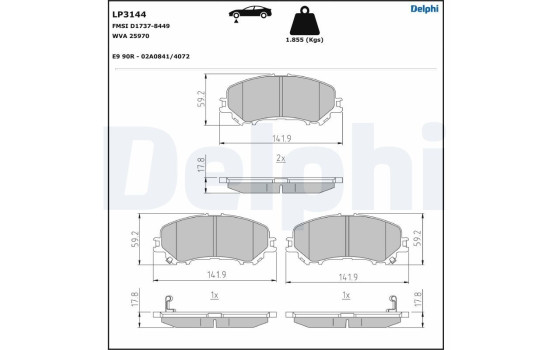 Brake Pad Set, disc brake LP3144 Delphi, Image 5