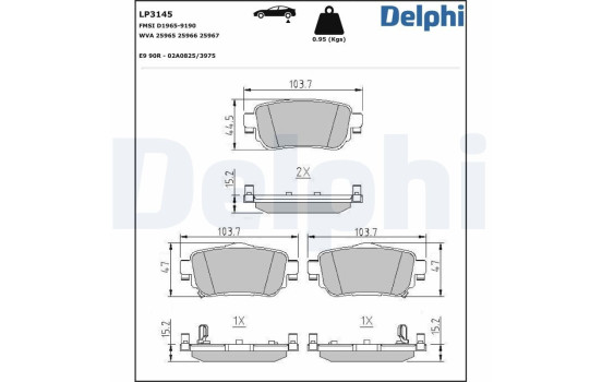 Brake Pad Set, disc brake LP3145 Delphi