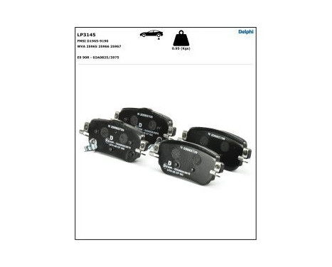 Brake Pad Set, disc brake LP3145 Delphi, Image 4