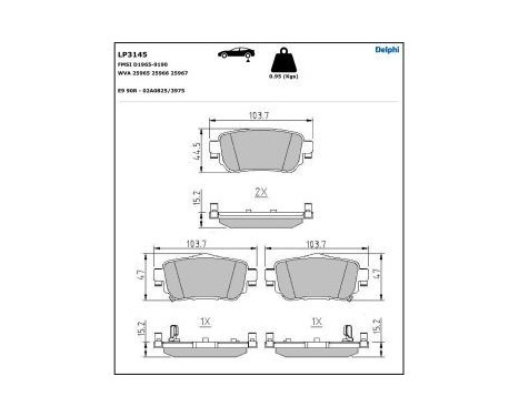 Brake Pad Set, disc brake LP3145 Delphi, Image 5