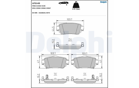 Brake Pad Set, disc brake LP3145 Delphi, Image 5