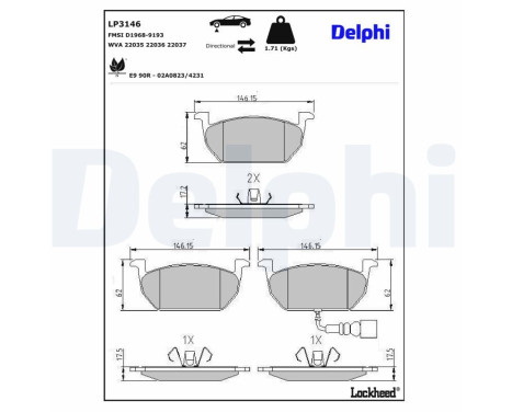 Brake Pad Set, disc brake LP3146 Delphi, Image 4