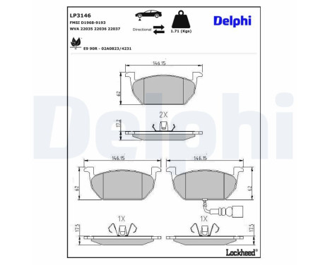 Brake Pad Set, disc brake LP3146 Delphi, Image 4