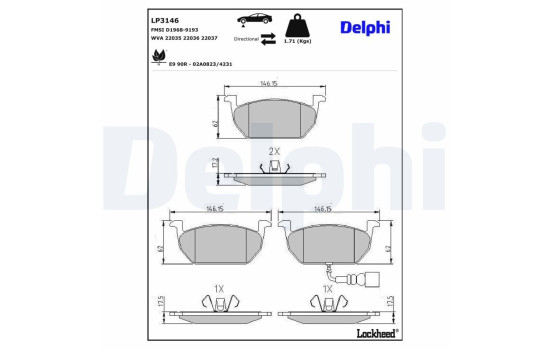 Brake Pad Set, disc brake LP3146 Delphi, Image 4
