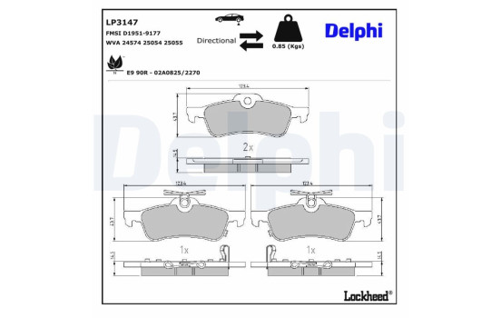Brake Pad Set, disc brake LP3147 Delphi, Image 3