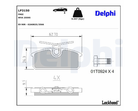 Brake Pad Set, disc brake LP3150 Delphi
