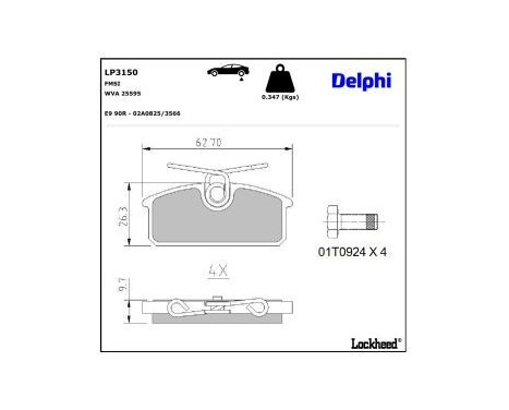 Brake Pad Set, disc brake LP3150 Delphi